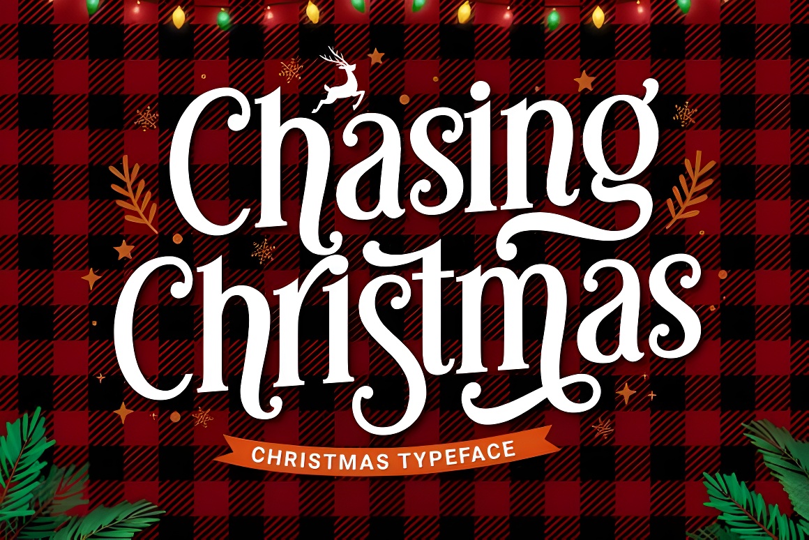Chasing Christmas Font - Festive Holiday Serif Typeface with Swashes