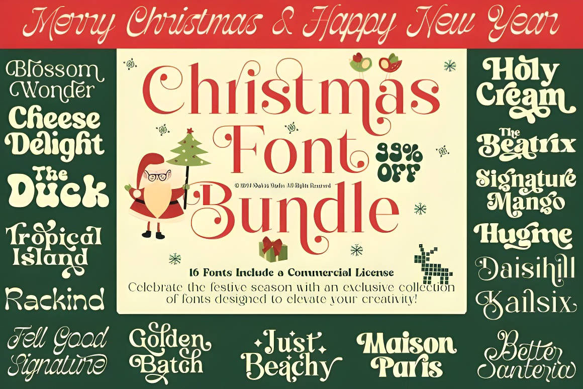Christmas Font Bundle: Handwritten Script & Display Fonts | Commercial Use & Cricut