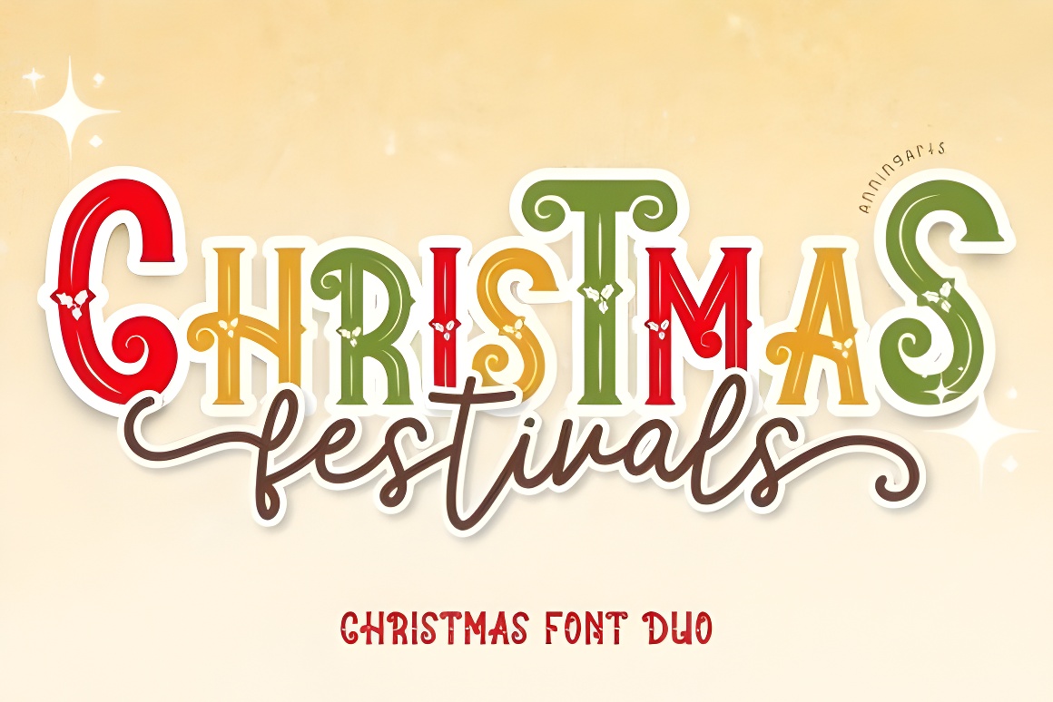 Christmas Holiday Duo Font Bundle - Script & Decorative Pair