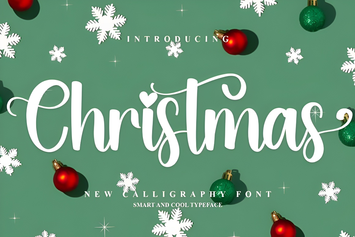 Festive Christmas Font - Merry Holiday Typeface & Decorative Symbols