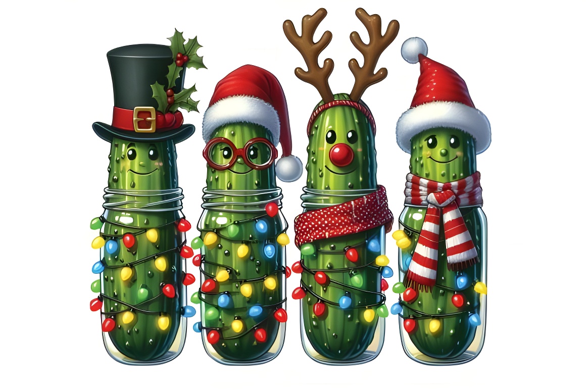 Festive Christmas Pickle Clipart - Digital Download for Holiday Crafts