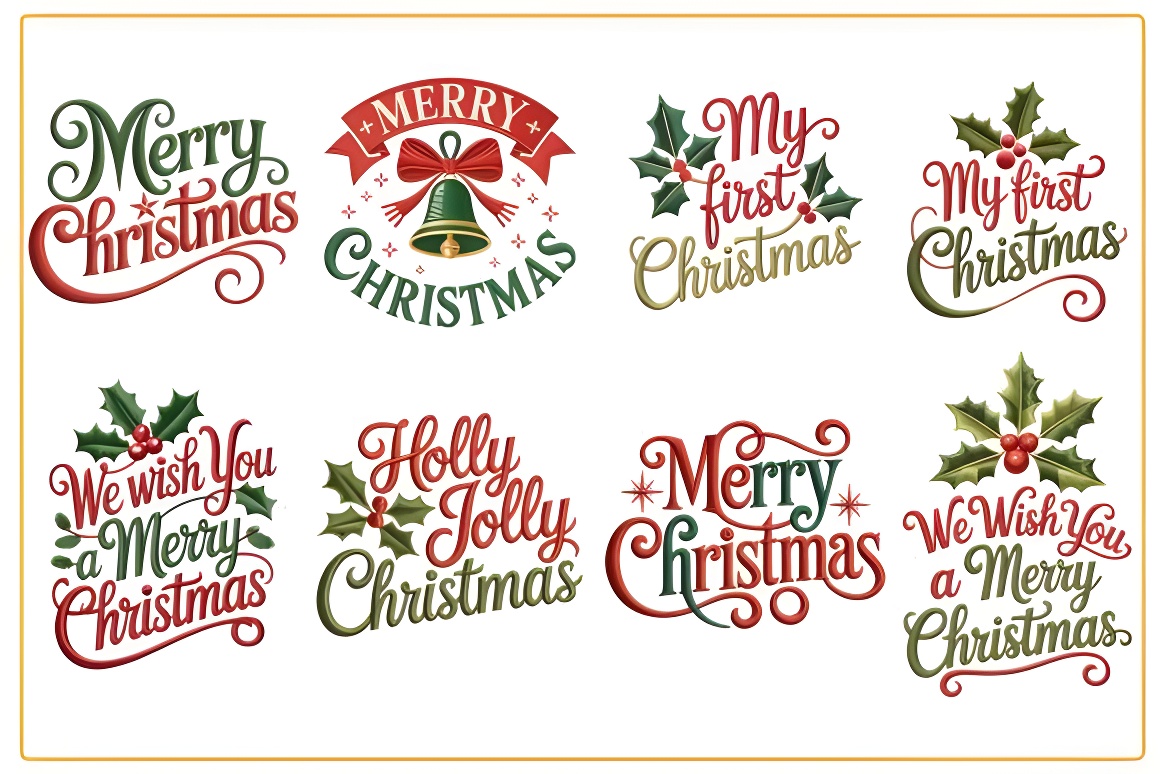 Embroidery Merry Christmas Saying Bundle - Image 2
