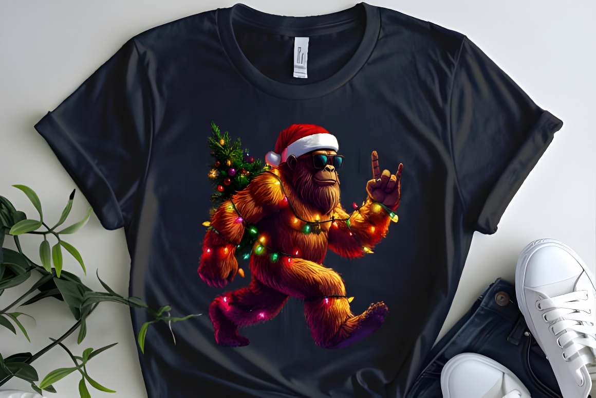 Funny Christmas Bigfoot Santa Hat PNG Digital Design - Image 2