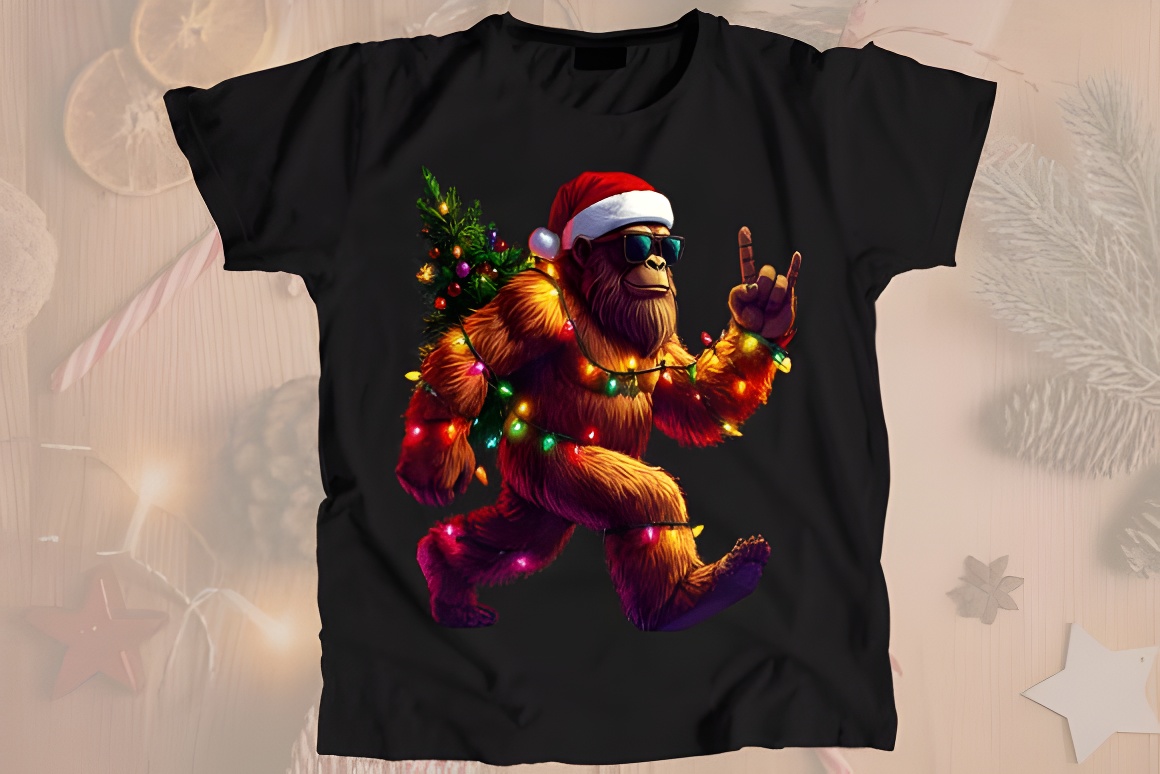 Funny Christmas Bigfoot Santa Hat PNG Digital Design - Image 3