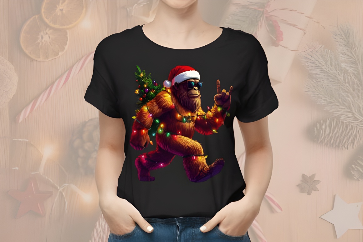 Funny Christmas Bigfoot Santa Hat PNG Digital Design - Image 4