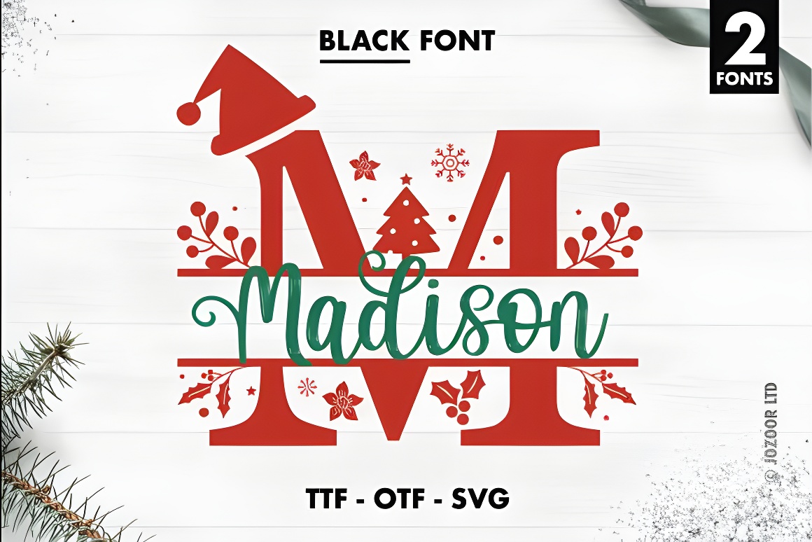 Madison Christmas Monogram Font Duo - Script & Decorative Split Design