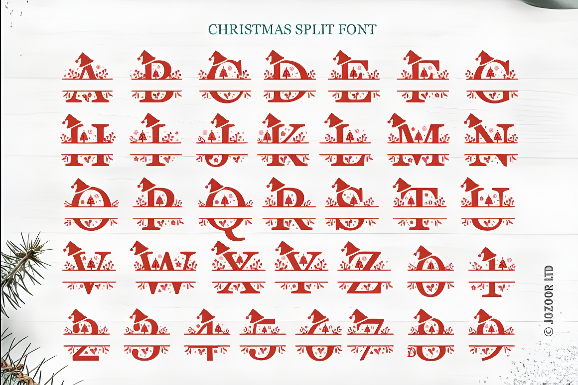 Madison Christmas Monogram Font Duo - Script & Decorative Split Design - Image 2