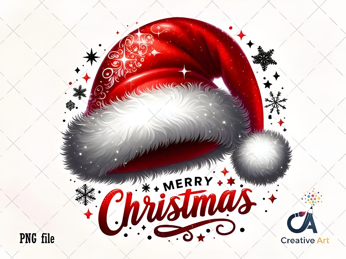 Santa Hat PNG Clipart | Commercial Use Christmas Design | Instant Download