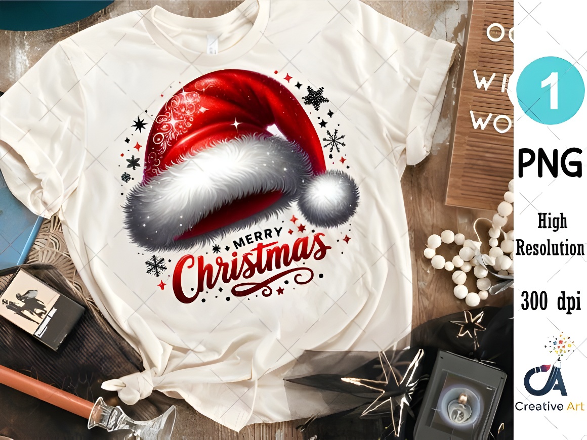 Santa Hat PNG Clipart | Commercial Use Christmas Design | Instant Download - Image 2