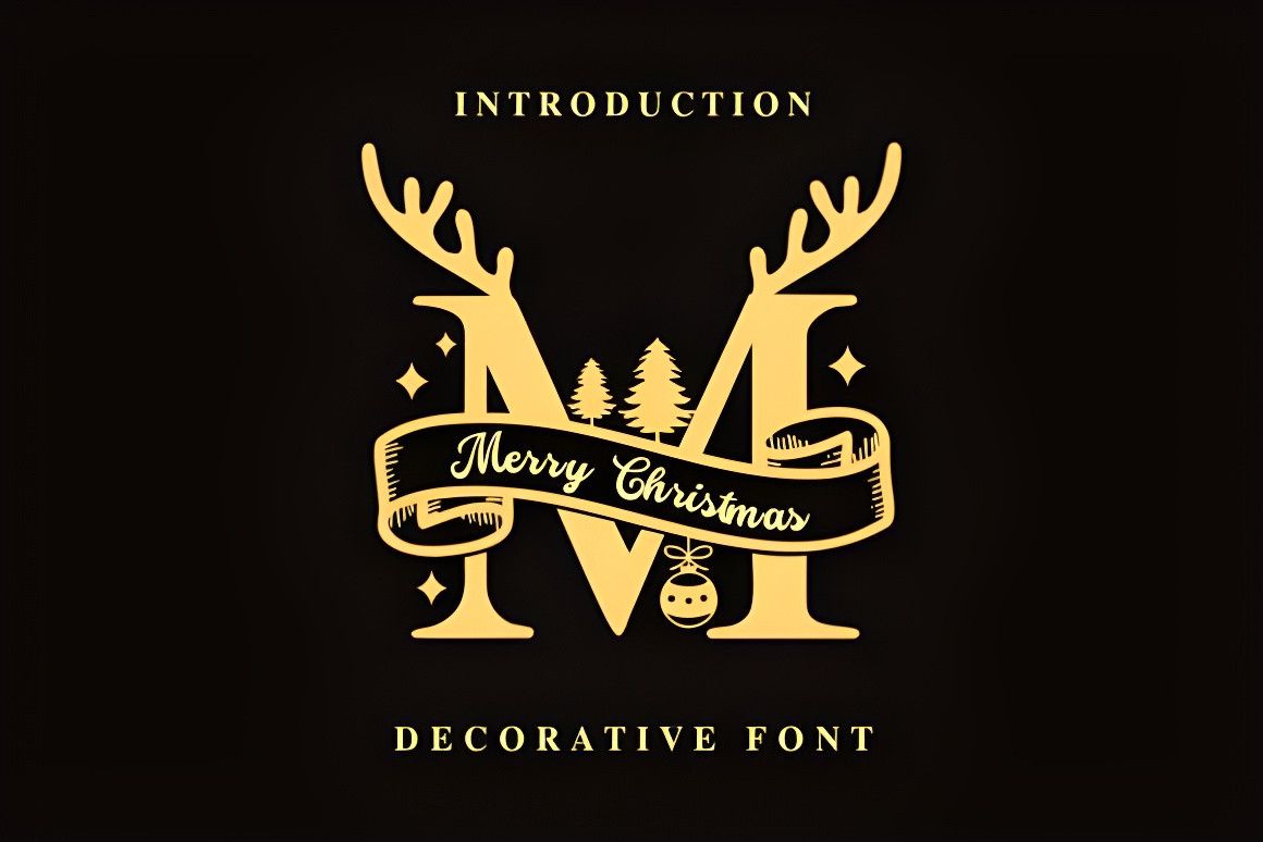 Christmas Monogram Font | Holiday Decorative Typeface