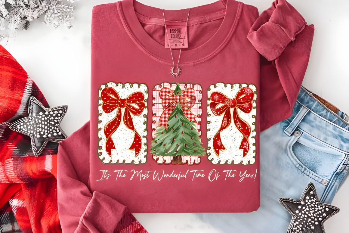 Plaid Coquette Floral Christmas PNG Bundle - Image 2