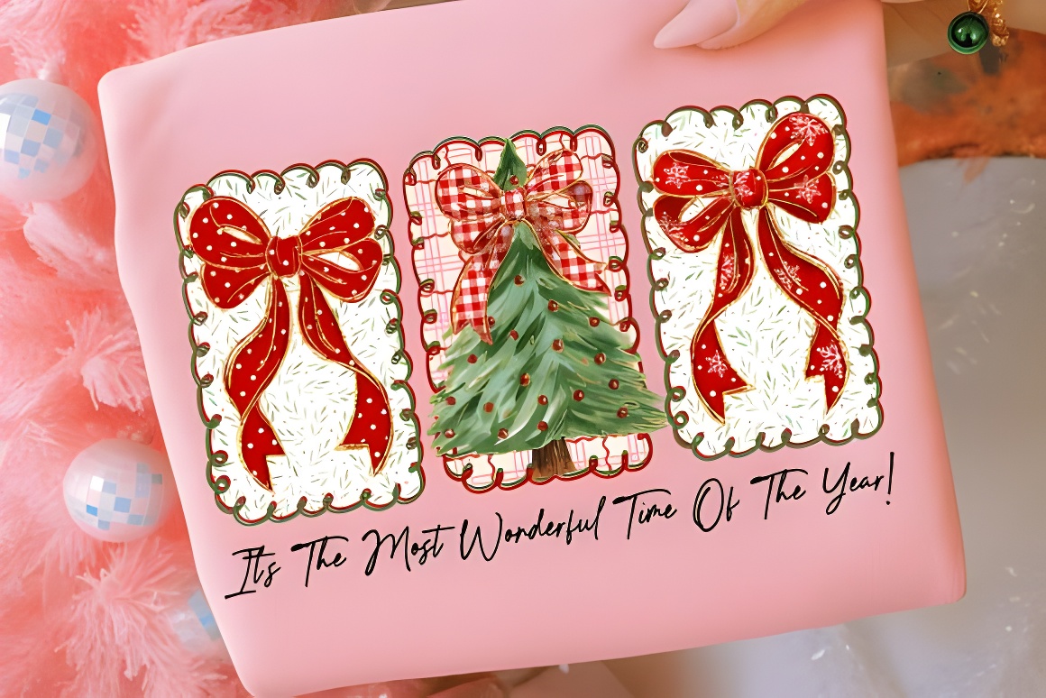Plaid Coquette Floral Christmas PNG Bundle - Image 3