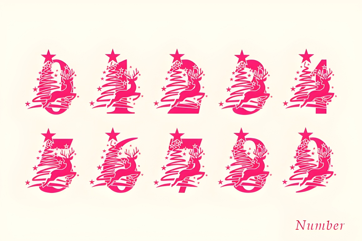 Reindeer Christmas Monogram Font - Decorative Holiday Typeface - Image 4